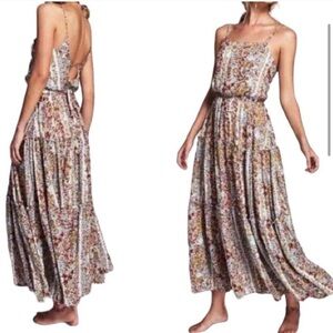 Free People Valerie Spring Garden Meadow Strappy Tiered Floral Maxi Dress  Sz XS